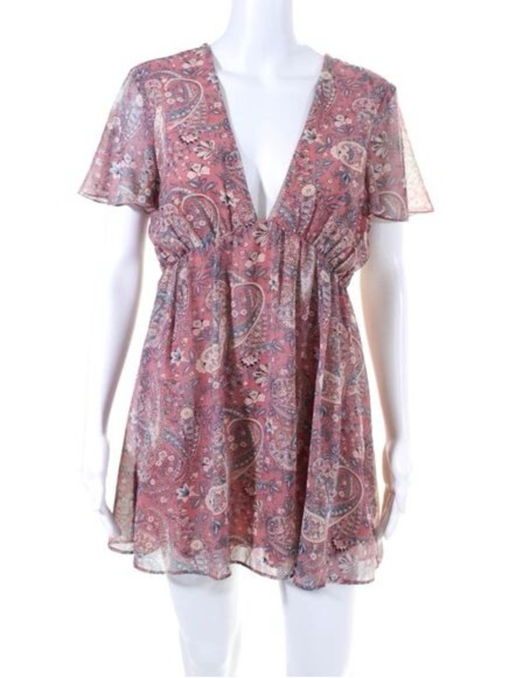 Show Me Your MuMu Rose Paisley V-Neck Babydoll Austin Dress